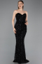 Abendkleid Lang Schuppig Schwarz ABU5978