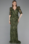 Khaki Abendkleid Schuppig Lang ABU5621