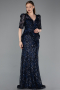 Marineblau Abendkleid Schuppig Lang ABU5621