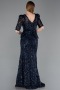 Marineblau Abendkleid Schuppig Lang ABU5621