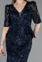 Marineblau Abendkleid Schuppig Lang ABU5621