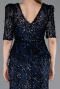 Marineblau Abendkleid Schuppig Lang ABU5621