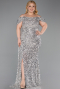 Beige Abendkleid İn Übergröße Lang ABU5232
