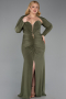 Abendkleid in Übergröße Lang Khaki ABU6097