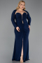 Abendkleid in Übergröße Lang Marineblau ABU6097
