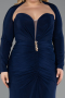 Abendkleid in Übergröße Lang Marineblau ABU6097