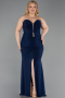 Abendkleid in Übergröße Lang Marineblau ABU6097