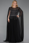 Abendkleid in Übergröße Lang Chiffon Schwarz ABU6095
