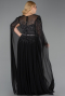 Abendkleid in Übergröße Lang Chiffon Schwarz ABU6095