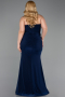 Abendkleid in Übergröße Lang Marineblau ABU6097