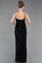 Schwarz Abendkleid Schuppig Lang ABU5713