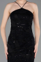 Schwarz Abendkleid Schuppig Lang ABU5713