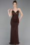 Abschlusskleid Lang Satin Braun ABU6152