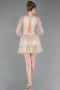 Partykleid Kurz Spitze Beige ABK2623