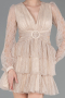 Partykleid Kurz Spitze Beige ABK2623