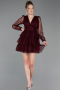 Partykleid Kurz Spitze Weinrot ABK2623