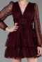 Partykleid Kurz Spitze Weinrot ABK2623
