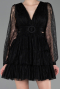 Partykleid Kurz Spitze Schwarz ABK2623