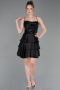 Partykleid Kurz Satin Schwarz ABK2624