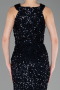 Abendkleid Lang Schuppig Marineblau ABU5135
