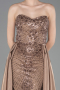 Standesamtkleid Lang Perlenbesetzt Cappuccino ABU6125