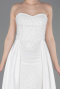 Standesamtkleid Lang Perlenbesetzt Weiß ABU6125