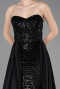 Standesamtkleid Lang Perlenbesetzt Schwarz ABU6125