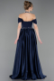 Marineblau Standesamtkleid Satin Lang ABU5995