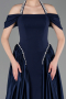 Marineblau Standesamtkleid Satin Lang ABU5995