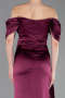 Pflaume Abendkleid İm Meerjungfrau-Stil Satin Lang ABU5765