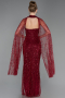 Abendkleid Lang Perlenbesetzt Weinrot ABU6154