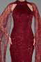 Abendkleid Lang Perlenbesetzt Weinrot ABU6154