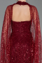 Abendkleid Lang Perlenbesetzt Weinrot ABU6154
