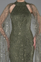 Abendkleid Lang Perlenbesetzt Khaki ABU6154