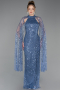 Abendkleid Lang Perlenbesetzt Indigo ABU6154
