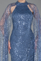 Abendkleid Lang Perlenbesetzt Indigo ABU6154