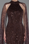 Abendkleid Lang Perlenbesetzt Braun ABU6154