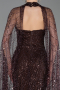 Abendkleid Lang Perlenbesetzt Braun ABU6154