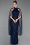 Abendkleid Lang Perlenbesetzt Marineblau ABU6154