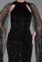 Abendkleid Lang Perlenbesetzt Schwarz ABU6154