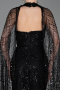 Abendkleid Lang Perlenbesetzt Schwarz ABU6154
