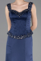 Abendkleid im Meerjungfrau-Stil Lang Satin Marineblau ABU6155