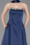 Abendkleid Lang Satin Marineblau ABU6156