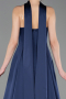 Abendkleid Lang Satin Marineblau ABU6156