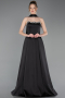 Abendkleid Lang Satin Schwarz ABU6156