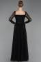 Abendkleid Lang Chiffon Schwarz ABU6157