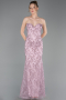 Abendkleid Lang Guipure Spitze Puder ABU6159