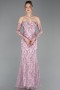 Abendkleid Lang Guipure Spitze Puder ABU6159