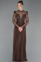 Abschlusskleid Lang Spitze Braun ABU6160