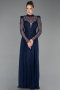 Abschlusskleid Lang Spitze Marineblau ABU6160